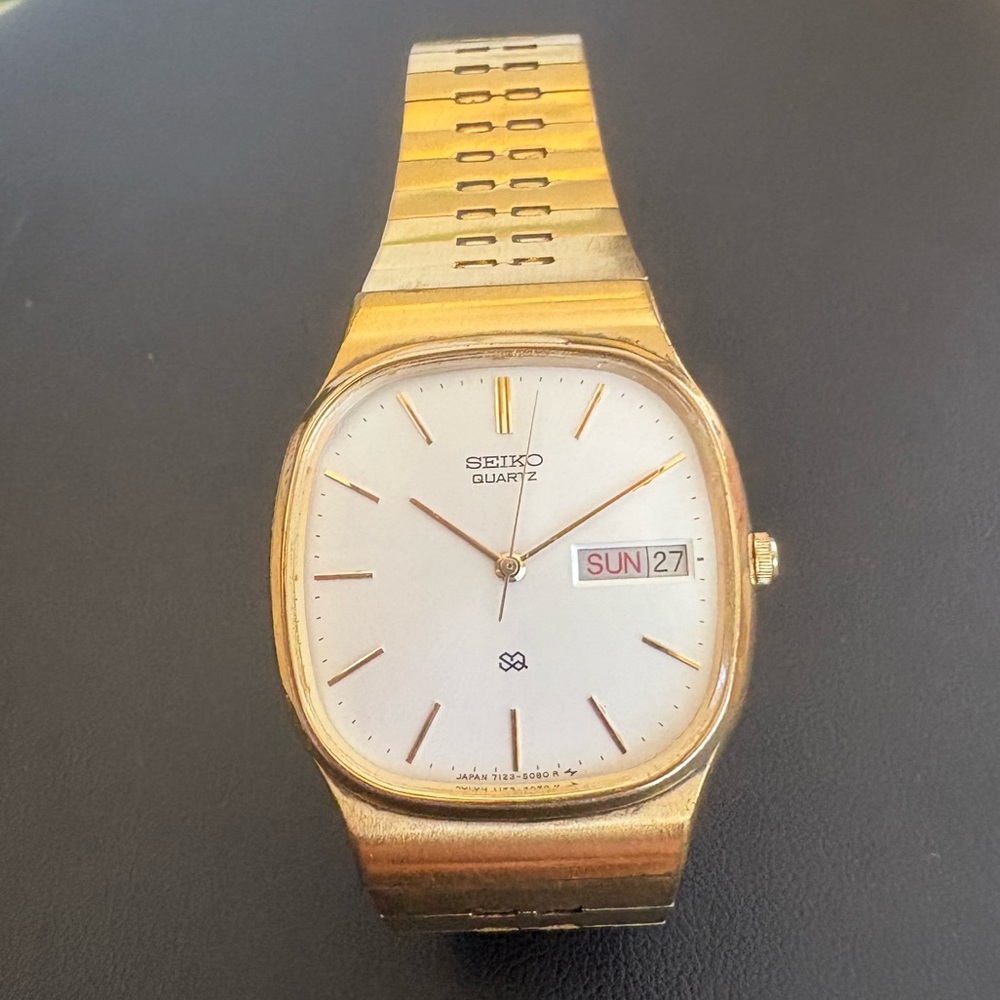 Seiko Gold Tone Men's Quartz Watch with White Dial